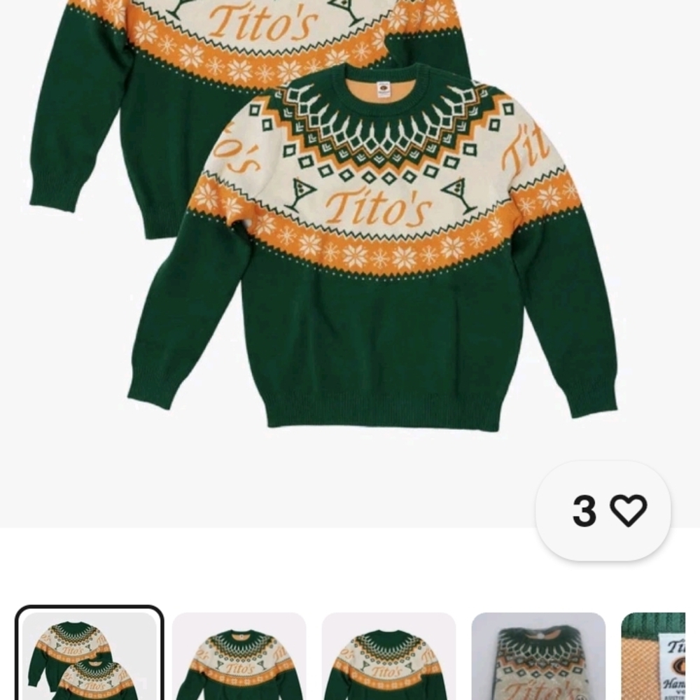 Tito's Festive Green and Orange Crewneck Sweater